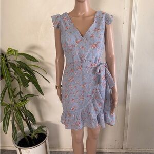 Chic Floral Blue Mini Dress